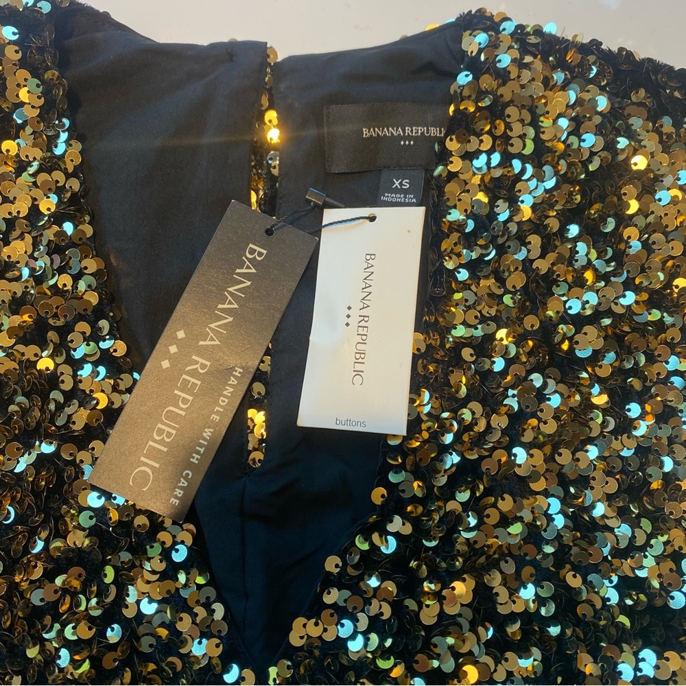 Banana Republic Gold Sparkling Sequence Dress - Picture 2 of 6